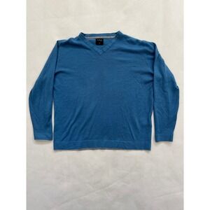 T Plus Men Blue V Neck Long Sleeve Sweater G1 Acrylic Casual Everyday Size G1